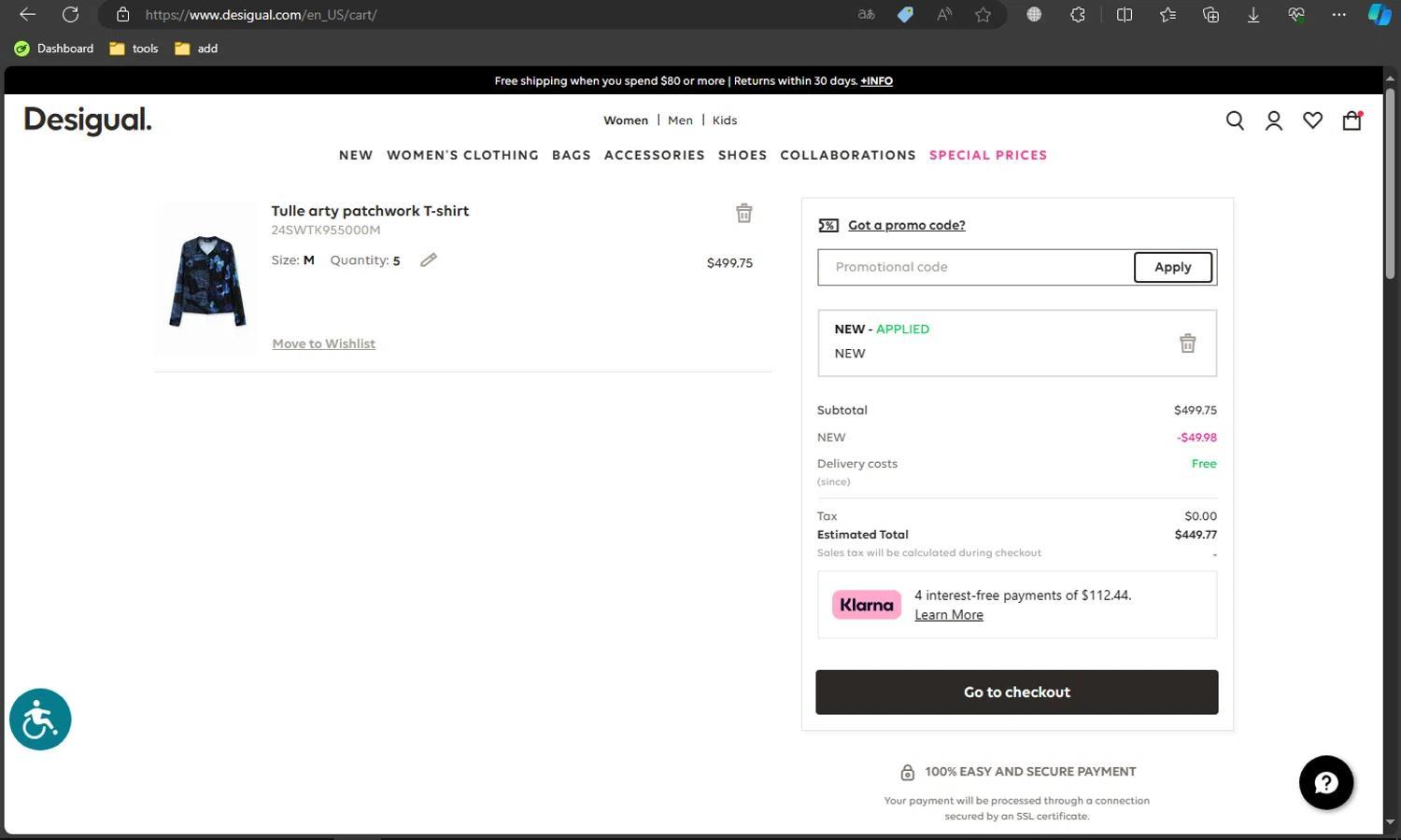 How to apply Desigual coupon code