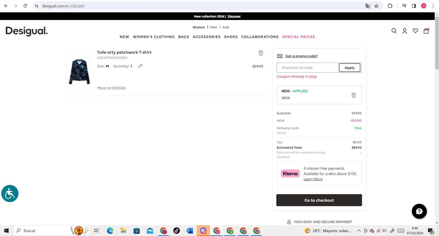 How to apply Desigual coupon code